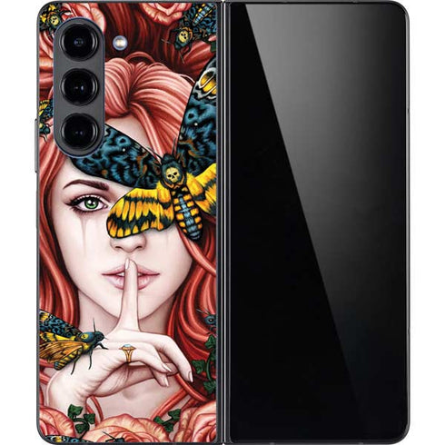Gothic Woman and Death Moth Butterflies by Sarah Richter Galaxy Z Fold5 5G Skin